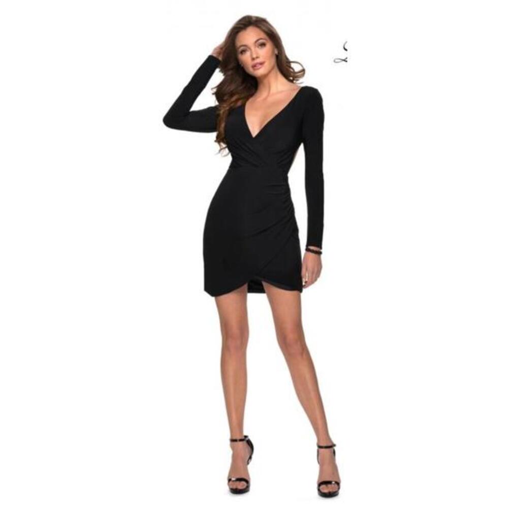 La Femme Black Long Sleeve Dress - Stylish and Chic